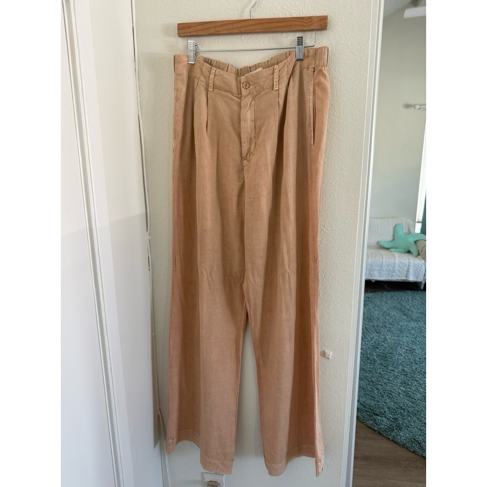 Cloth & Stone Tencel Wide-Leg Pants | Size L | Anthropologie Neutral Beige